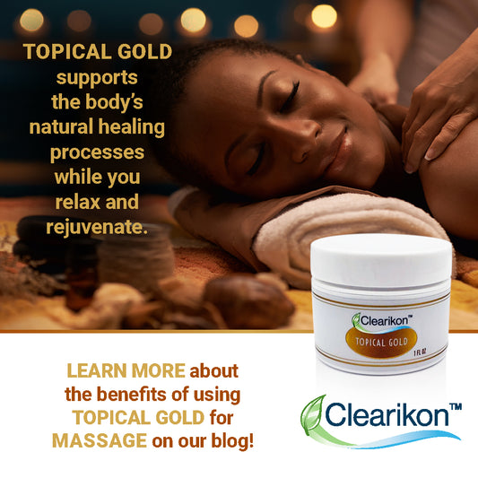 Topical Gold supports the body’s natural healing processes while you relax and rejuvenate. Learn more about the benefits of using Topical Gold for massage on our blog!