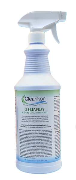 ClearSPRAY Disinfectant 1 Quart Size with Sprayer -  EPA Registered, FDA & USDA Approved - Free Delivery