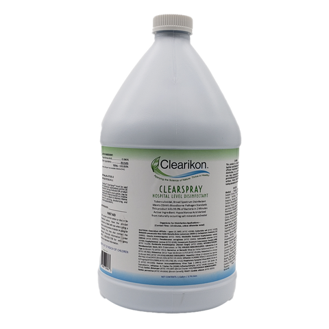 Image is of a gallon bottle of ClearSpray Hospital Level Disinfectant, the best all natural disinfectant cleaner.