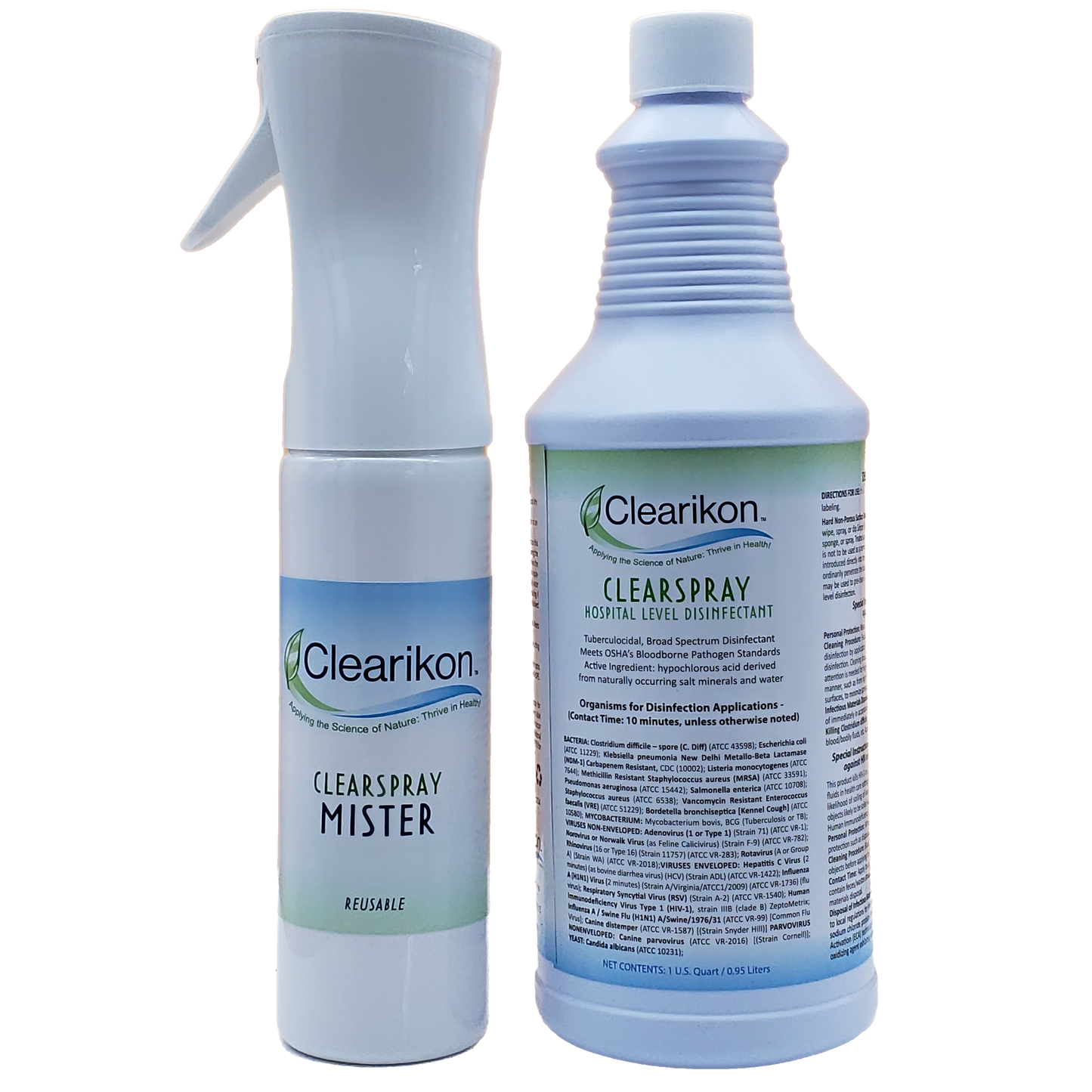 Image is of a bottle of ClearSpray Disinfectant with mister, the best all natural disinfectant cleaner.