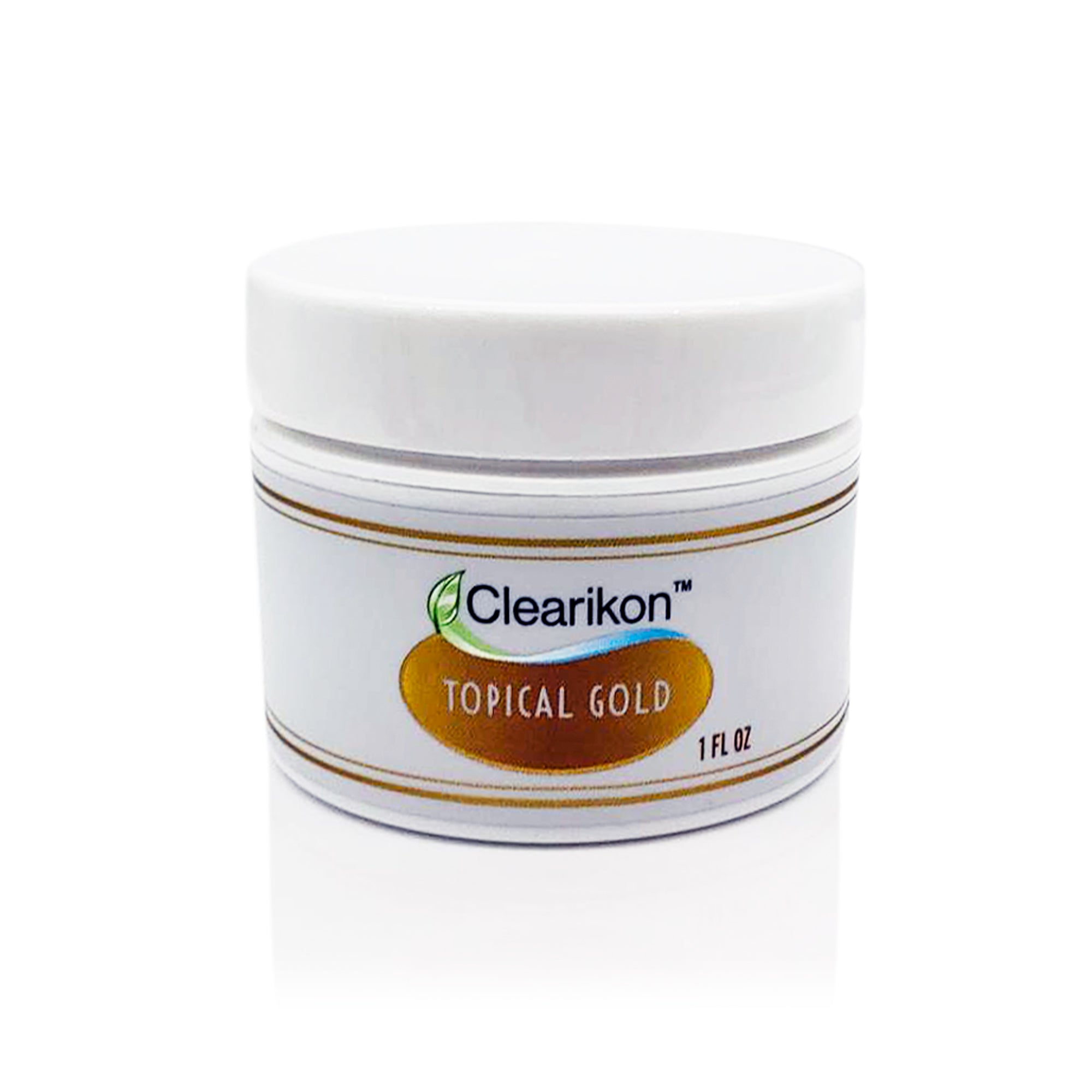 Shows Topical Gold product container for natural skin rejuvenation and healing
